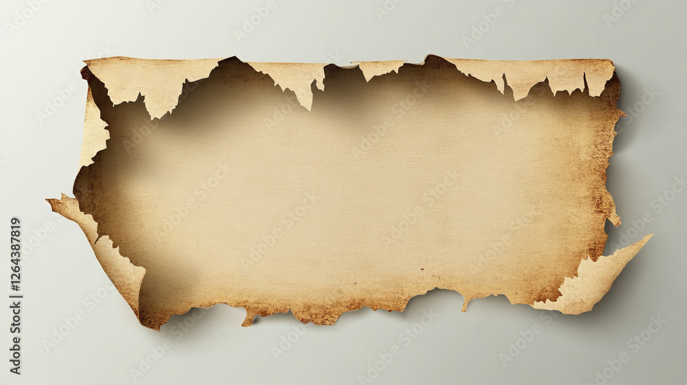 Poster torn paper holes with roll. realistic vector illustration set of rip page frames. reveal break cardb