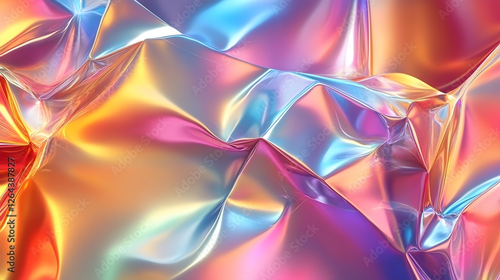 Aufkleber mesmerizing holographic prisms and fluid geometric shapes colliding in a visually captivating psyche
