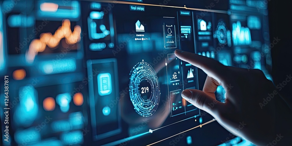 Poster a smart home dashboard featuring real-time controls and seamless integration, ideal for cutting-edge technology themes.