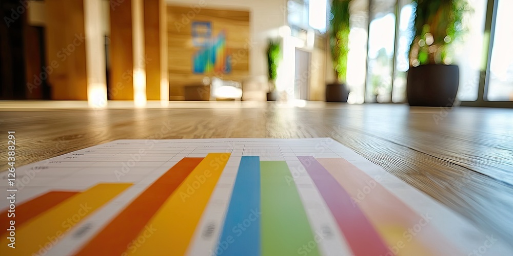 Poster Finance presentation with investment performance graphs, including trend analysis with sharp lines and bright colors.