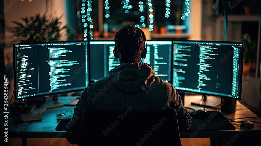 Poster Focused image displaying dark web monitoring tools that track identity breaches, enhancing personal data protection measures.
