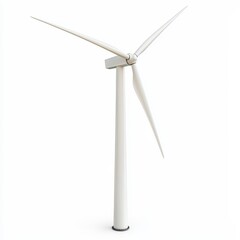 Renewable energy decarbonization concept. Wind turbine against a white background.