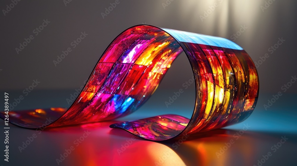 Aufkleber a flexible oled display bending elegantly, showcasing vibrant colors and a slim design for future sc