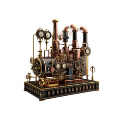 Intricate Steampunk Engine Model A Detailed 3D Render of a Victorian-Era Machine