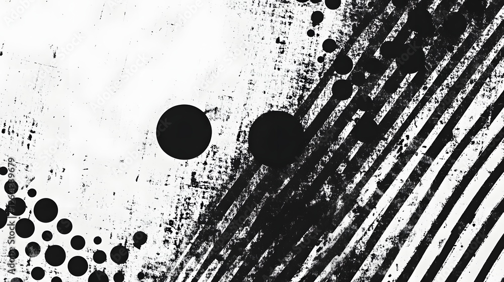 Poster mesmerizing monochrome abstract art with dramatic swirls dots and splashes of ink a striking visuall