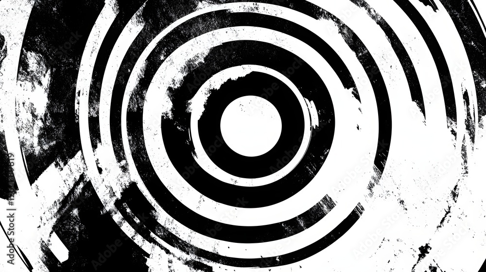 Poster mesmerizing monochrome abstract background with a concentric circle radial pattern minimalist geomet