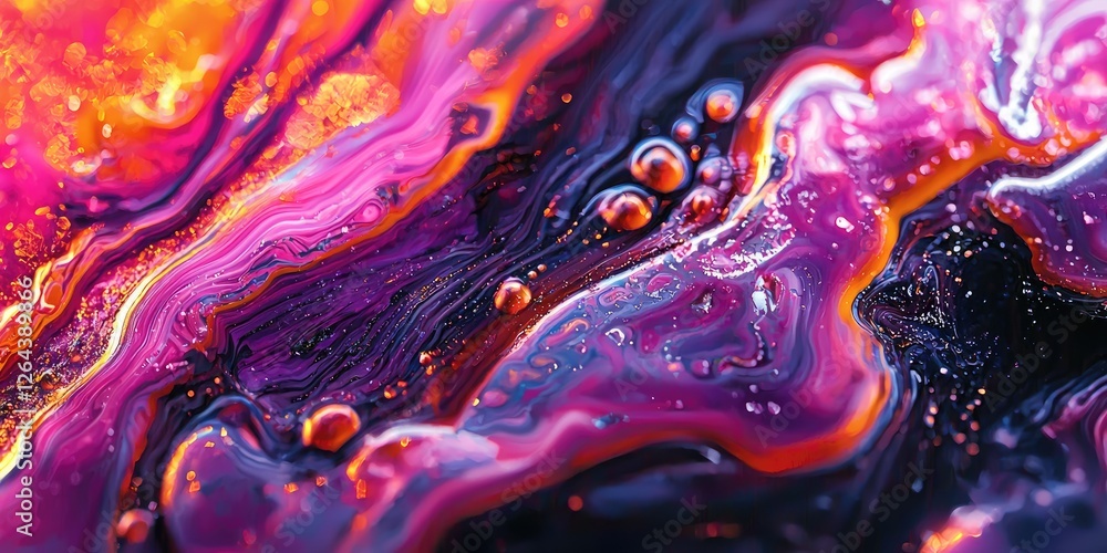 Aufkleber Macro shot of vibrant abstract patterns with fluid forms and rich textures, perfect for dynamic artistic designs.