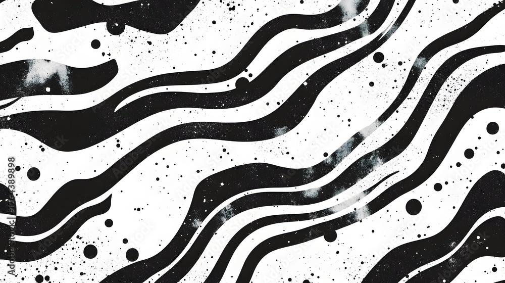 Poster mesmerizing monochrome abstract fluid art with flowing waves and rippling patterns captivating moder