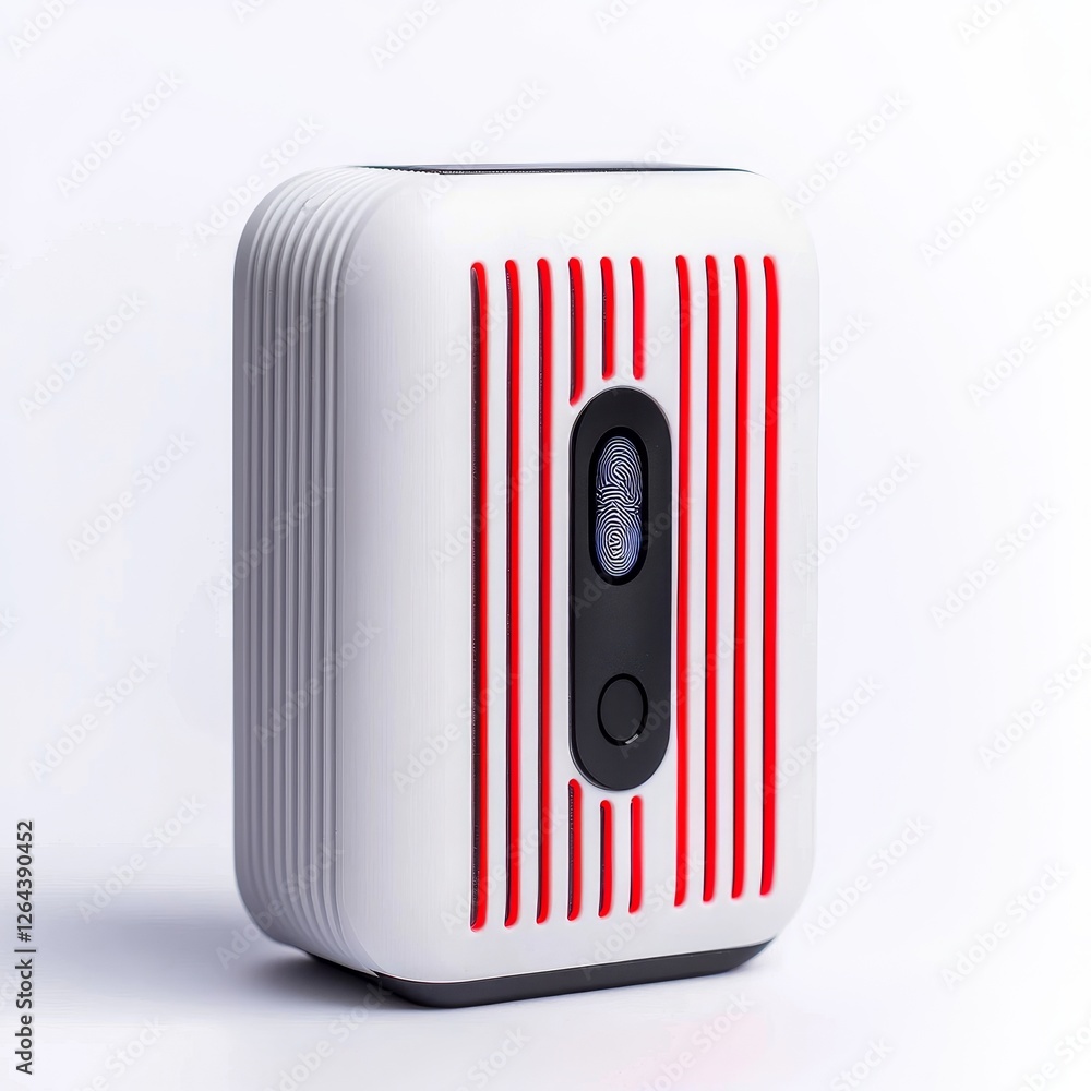 Aufkleber digital transformation, innovation and adaptation concept. compact device with red stripes and a but