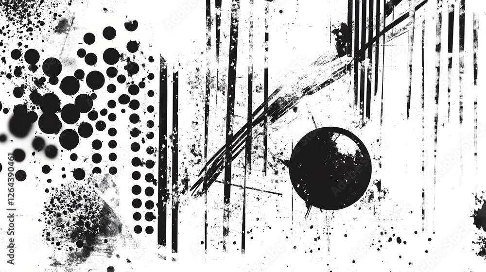 Poster Mesmerizing monochrome abstract textured background featuring dynamic splashes of ink geometric patterns and fluid brush strokes  This striking visual composition creates a sense of energy movement