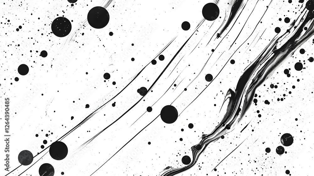 Leinwandbilder mesmerizing monochrome abstract with dynamic geometric shapes particles and splatter captivating con