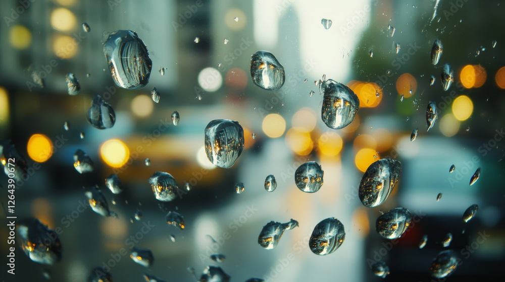 Poster realistic condensation water drops. vector droplet on window transparent background. 3d clear glass 