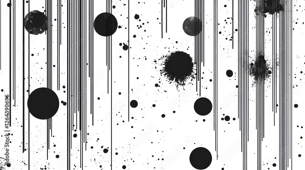 Poster Mesmerizing Monochrome Abstraction Dynamic lines organic shapes and bold textures come together to create a captivating visual experience  This abstract design features a striking interplay of black