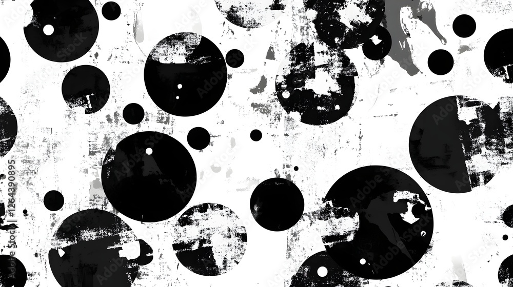 Poster Mesmerizing Monochrome Abstraction with Dynamic Splatters and Fluid Shapes A Captivating Digital Artwork Featuring Chaotic Brush Strokes Painterly Textures and Striking Contrasts