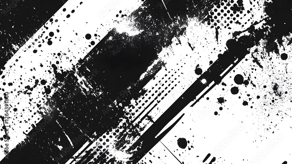 Fototapete Mesmerizing Monochrome Graphic Abstract with Expressive Brush Strokes and Ink Splashes  Dynamic Moody and Visually Captivating Minimalist Artwork Perfect for Design Branding and Creative Projects