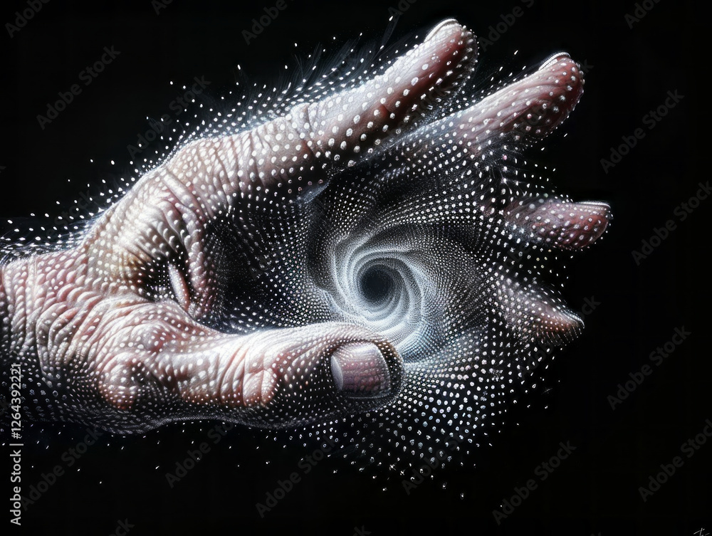 Poster the infinite within: a captivating abstract image of a hand cradling a swirling vortex of light. the