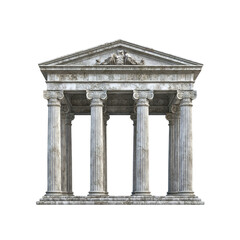 Obraz premium Majestic Ancient Greek Temple Facade with Ionic Columns - Architectural 3D Render