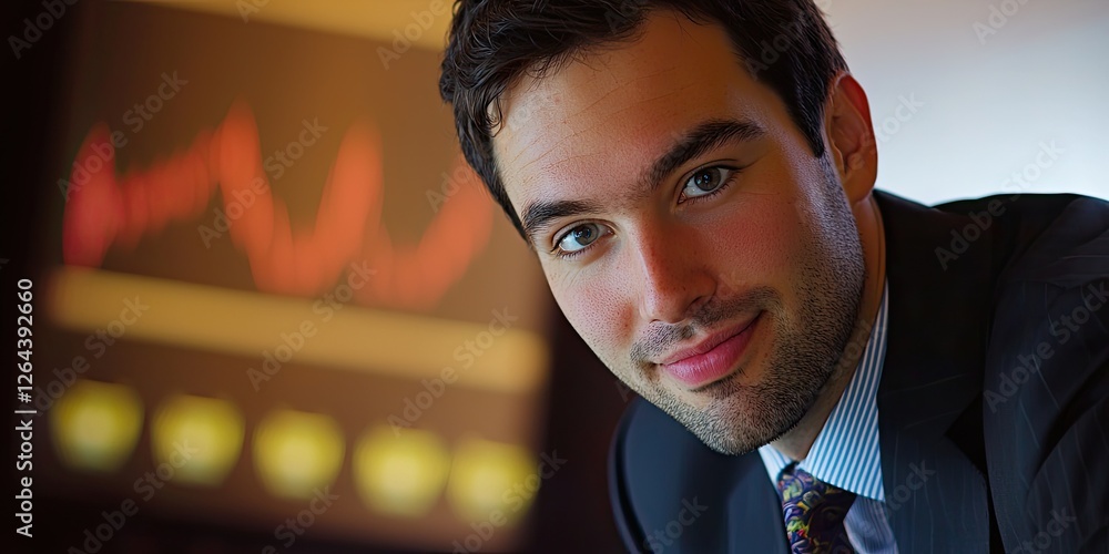 Aufkleber Investor evaluating wealth management plans with colorful charts and in-depth data in a professional finance presentation.