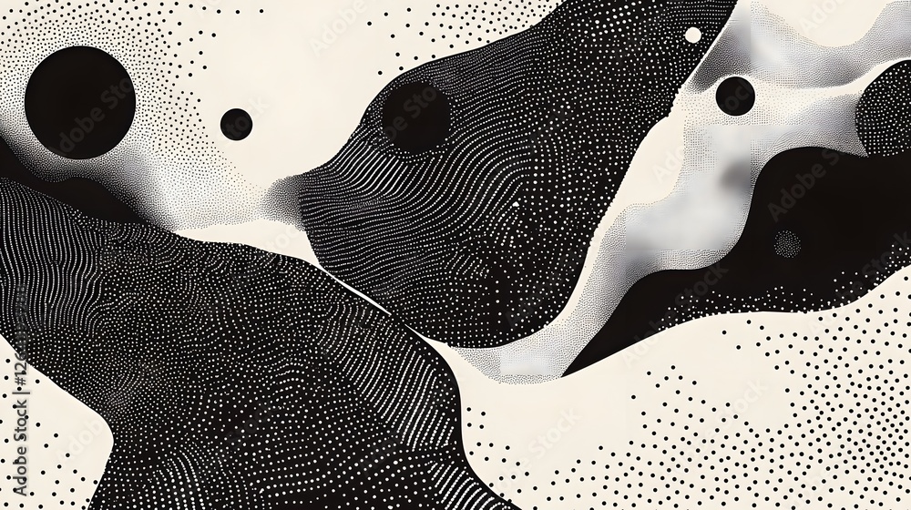 Aufkleber Mesmerizing Monochrome Patterns and Shapes Forming a Captivating Abstract Composition  Elegant Fluid and Visually Striking Geometric Backdrop Perfect for Various Creative and Design Applications
