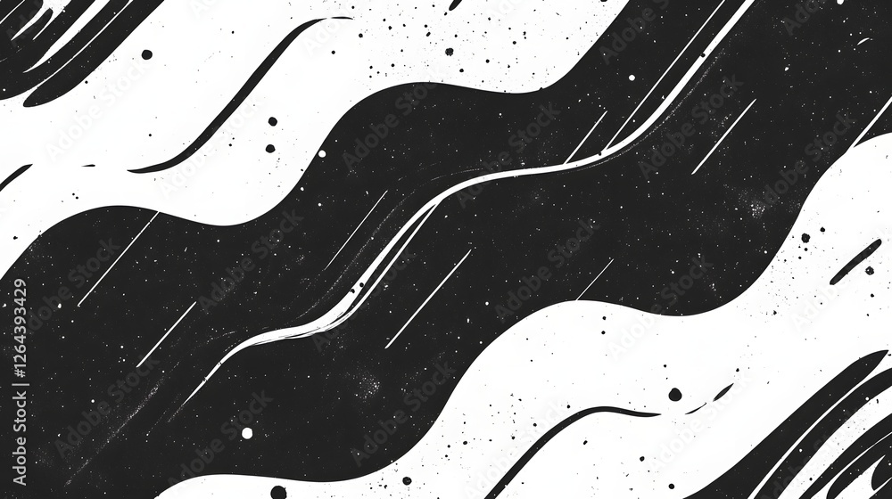 Poster mesmerizing monochrome waves a captivating abstract background featuring dynamic flowing geometric p