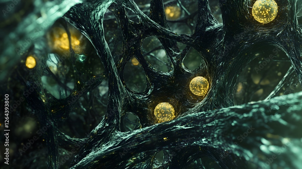 Poster mesmerizing mystical forest with glowing ethereal orbs and swirling enchanted branches surreal fanta