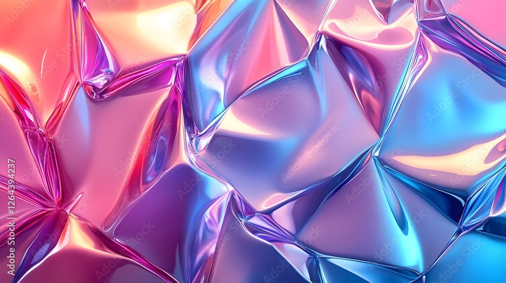 Fototapete Mesmerizing prismatic geometric crystals in a vivid array of iridescent colors create a futuristic and visually captivating digital art background  The intricate faceted shapes and reflective