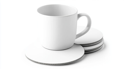 White beer coasters in top and different angles view. Vector realistic mockup of blank cardboard mat for mug or cup. Circle and square beermat, bierdeckel isolated on white background