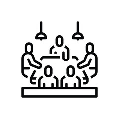 Black line icon for meeting