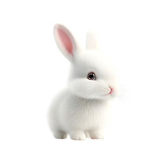 Obraz premium Adorable White Bunny Rabbit Sitting, 3D Render