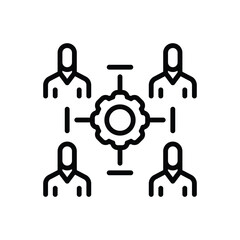 Black line icon for collaboration