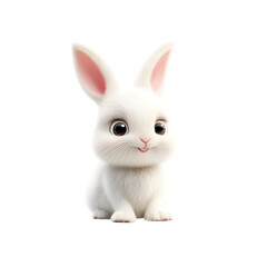 Fototapeta premium Adorable White Bunny Rabbit - Cute Cartoon Animal Illustration