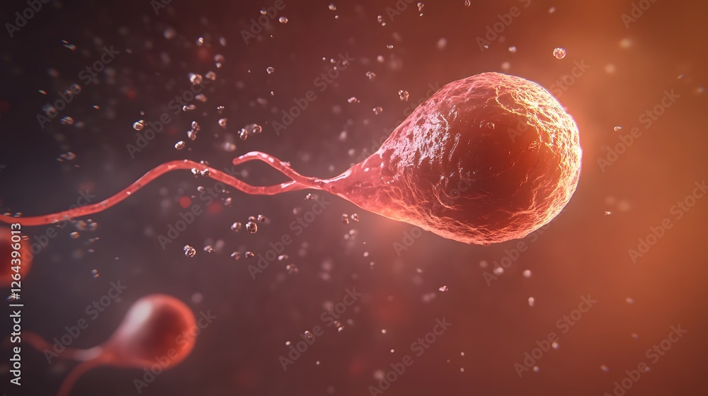 Aufkleber microscopic 3d rendering of a powerful viral cell structure attacking and invading a human cell memb