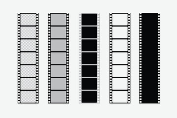 Set old retro film strip frame on white background, A realistic-looking template for slides from old movies