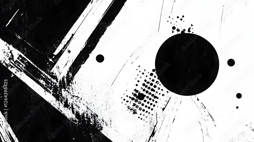 Leinwandbilder Minimalist black and white abstract art piece featuring geometric shapes lines and patterns  The composition is clean sophisticated and visually striking creating a bold and contemporary aesthetic