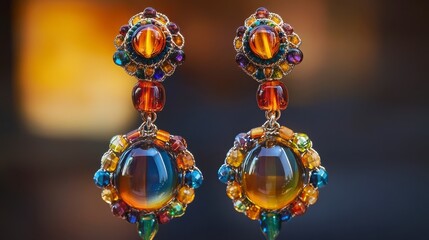 Vibrant Gemstone Earrings with Colorful Decorative Elements