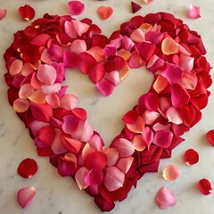 Obraz premium Heart shape made out of rose petals isolated on white