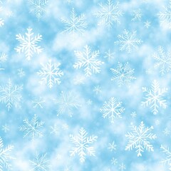 A serene winter-themed background featuring delicate white snowflakes on a soft blue hue, ideal for festive greetings, seasonal promotions, or decor designs, Perfect for winter-related projects,