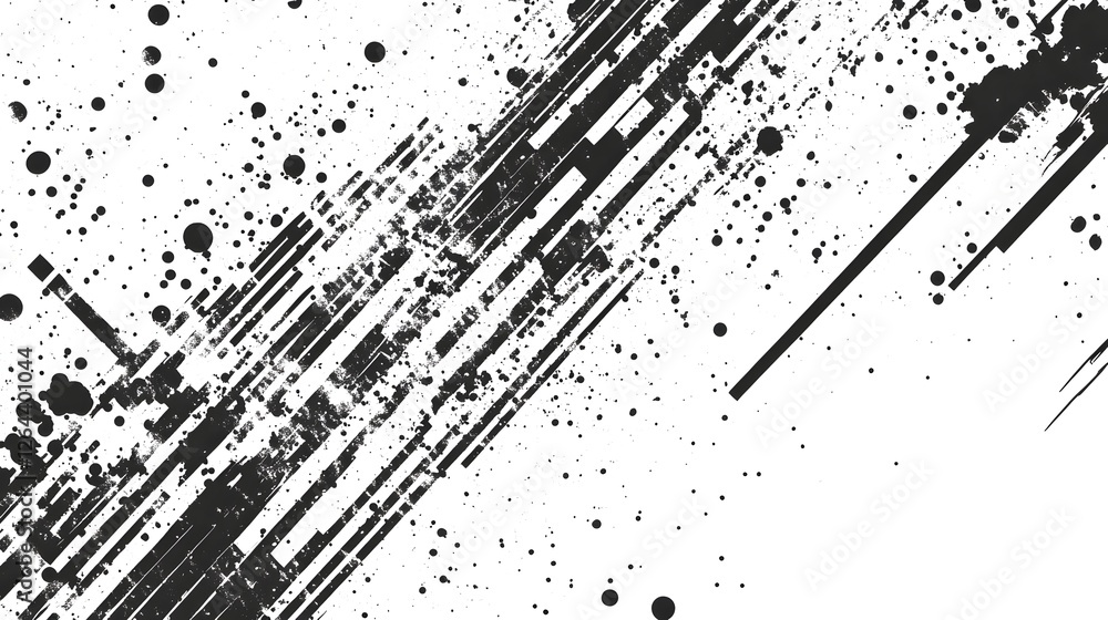Aufkleber monochrome abstract geometric splash brush strokes background art design dynamic energetic fluid mot
