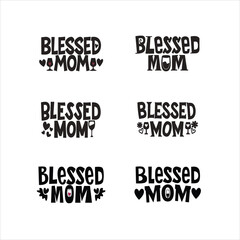 Happy Mother's Day Typography Vector Illustration Bundle on White Background