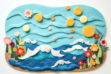 Photo of wave scene craft art representation.