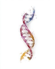 A vibrant, artistic representation of a DNA double helix, featuring colorful strands and sparkles, symbolizing genetics and biological creativity.