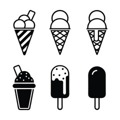 Minimalist Ice Cream Vector logo Icon Bundle for Branding.