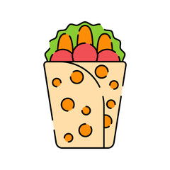 Shawarma Roll. A wrap filled with vegetables and meat, a popular street food in Pakistan.