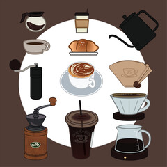 커피 카페 원두 일러스트