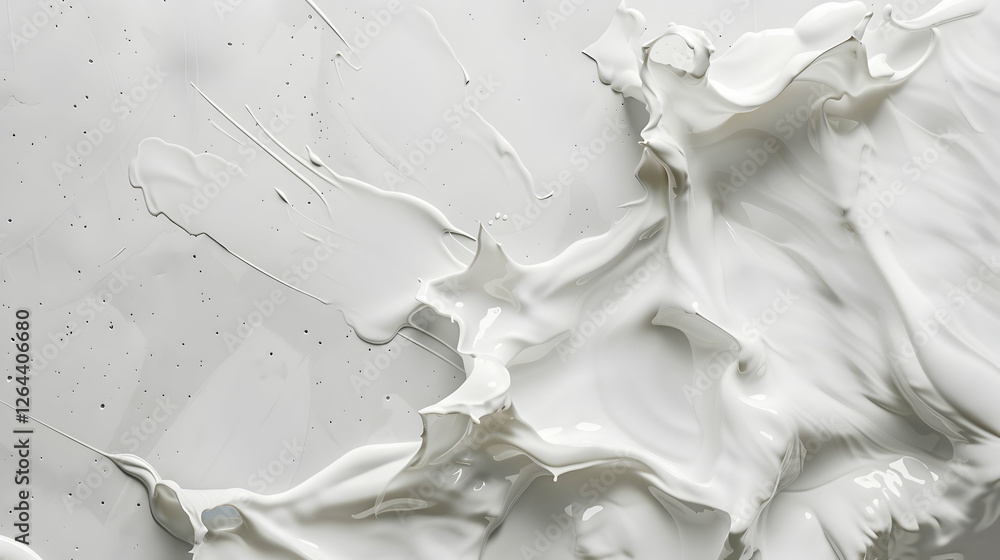Poster abstract close-up of flowing white paint on a textured surface, creating a smooth, artistic backgrou