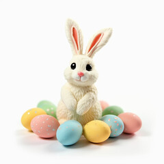 easter bunny with easter eggs on an isolated white background 