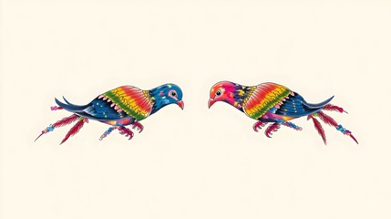 Obraz premium Two Colorful Birds With Vibrant Plumage On White Background