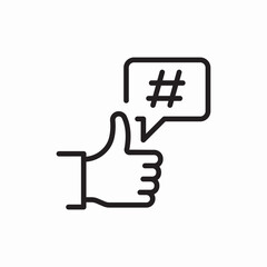 thumbs up hashtag icon vector sign