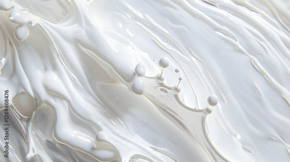 Poster abstract white liquid splash creating dynamic textures with droplets against a soft background