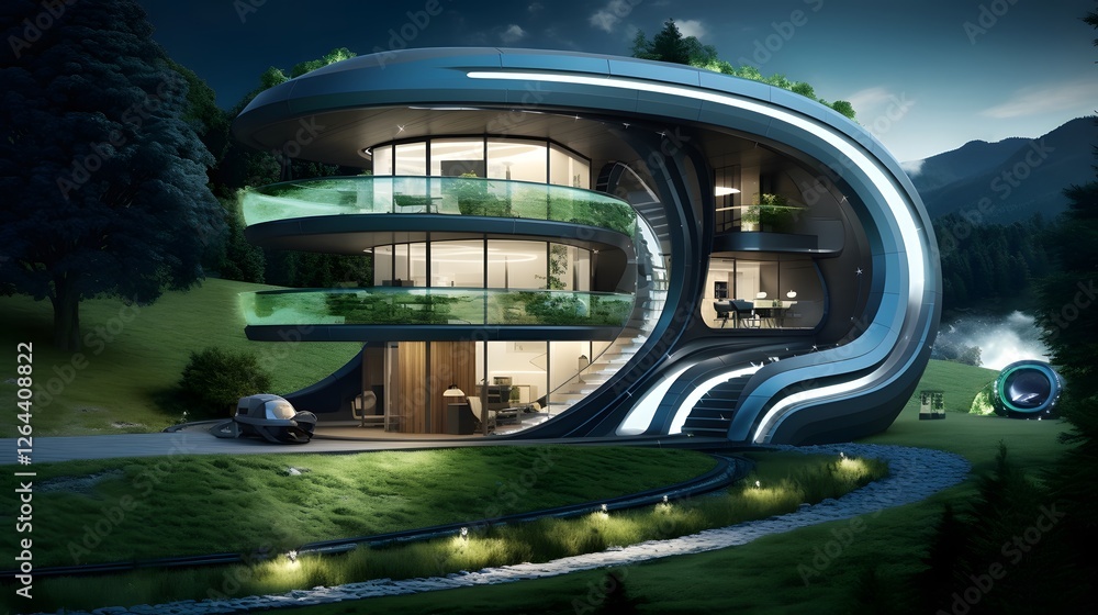 Poster sustainable and smart home with automated efficiency control and integrated renewable energy systems